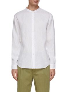 THEORY | Irving Linen Band Collar Shirt | WHITE | Men | Lane