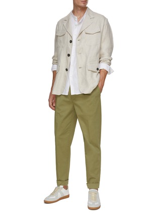 Figure View - Click To Enlarge - THEORY - Irving Linen Band Collar Shirt