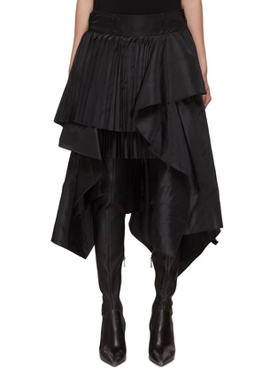 BLACK Pleated Asymmetrical Skirt