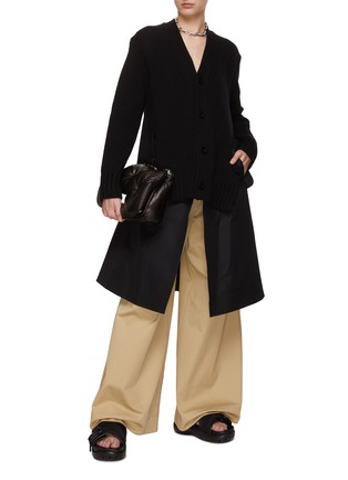 Figure View - Click To Enlarge - SACAI - Knit Cardigan x Cotton Gabardine Coat