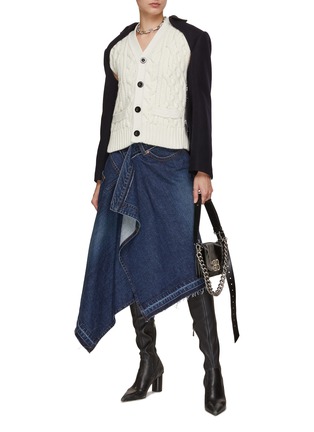 Figure View - Click To Enlarge - SACAI - Convertible Wool Jacket x Knit Cardigan