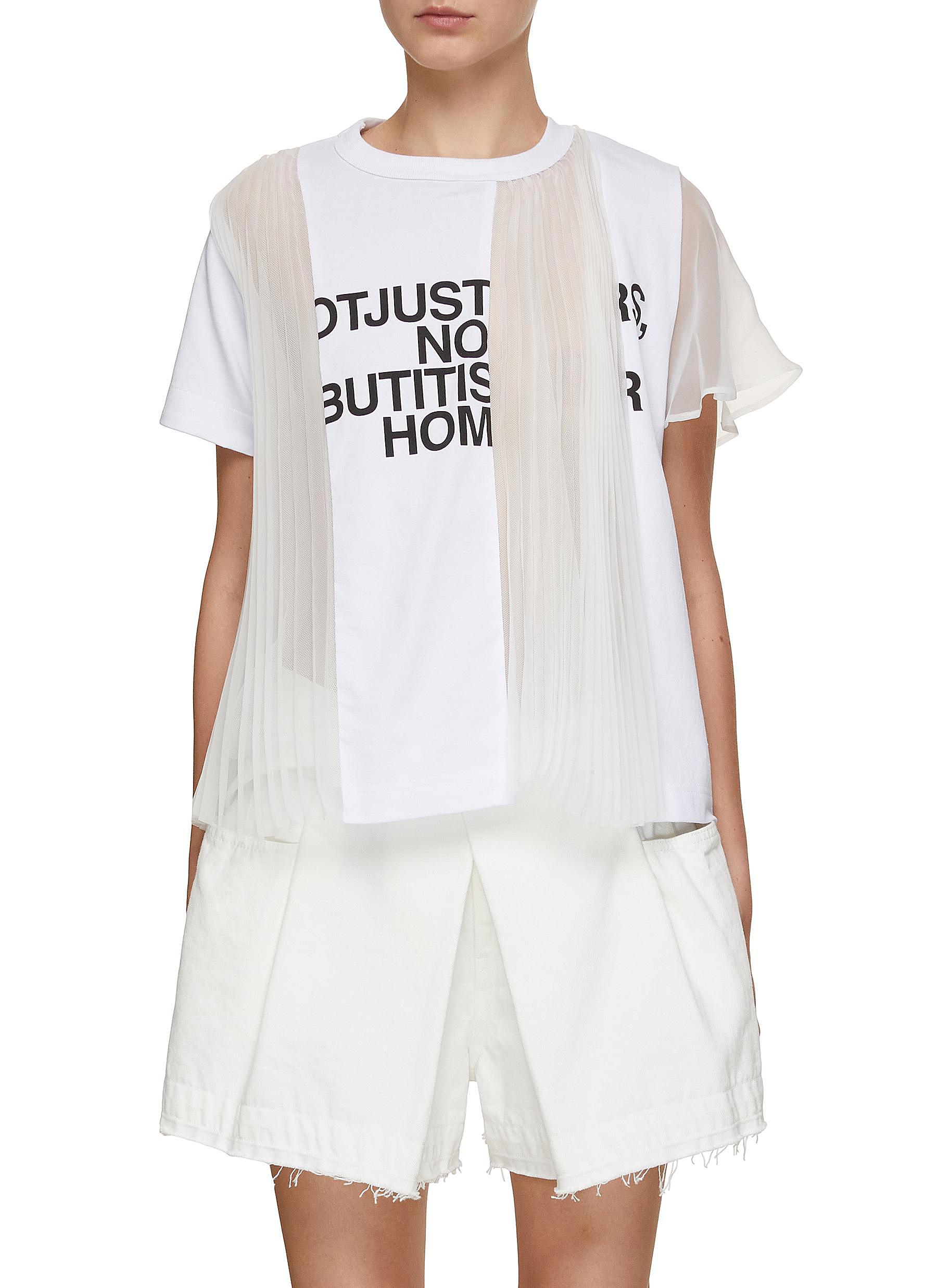 SACAI | Sheer Pleated Panel T-Shirt | Women | Lane Crawford