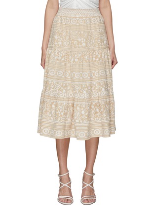 Main View - Click To Enlarge - ALICE & OLIVIA - Reise Embroidered Tiered Midi Skirt