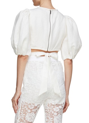 Back View - Click To Enlarge - ALICE & OLIVIA - Colette Puff Sleeve Cropped Top