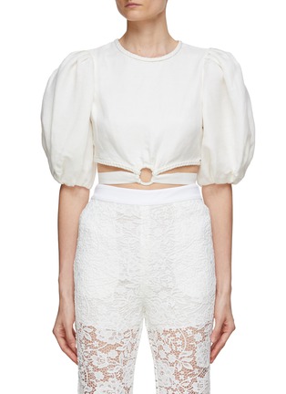 Main View - Click To Enlarge - ALICE & OLIVIA - Colette Puff Sleeve Cropped Top