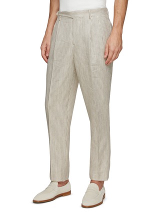 Detail View - Click To Enlarge - BRUNELLO CUCINELLI - Striped Linen Wool Suit