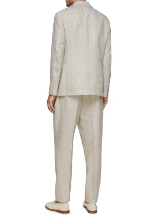 Back View - Click To Enlarge - BRUNELLO CUCINELLI - Striped Linen Wool Suit