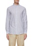 Main View - Click To Enlarge - BRUNELLO CUCINELLI - Band Collar Cotton Linen Striped Shirt
