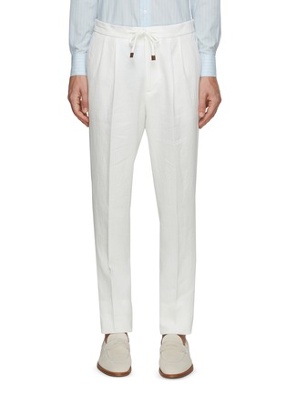 Brunello Cucinelli Cotton/Linen Drawstring Pants Off White at