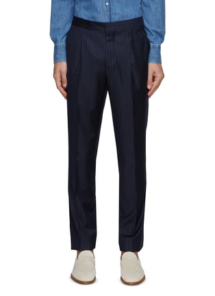 Main View - Click To Enlarge - BRUNELLO CUCINELLI - Pin Stripe Pleated Evening Pants