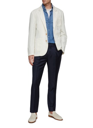 Figure View - Click To Enlarge - BRUNELLO CUCINELLI - Pin Stripe Pleated Evening Pants