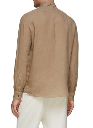 Back View - Click To Enlarge - BRUNELLO CUCINELLI - Spread Collar Linen Cotton Shirt