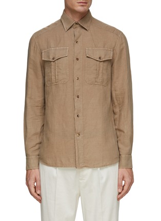 Main View - Click To Enlarge - BRUNELLO CUCINELLI - Spread Collar Linen Cotton Shirt