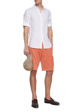 Figure View - Click To Enlarge - BRUNELLO CUCINELLI - Mandarin Collar Linen Shirt