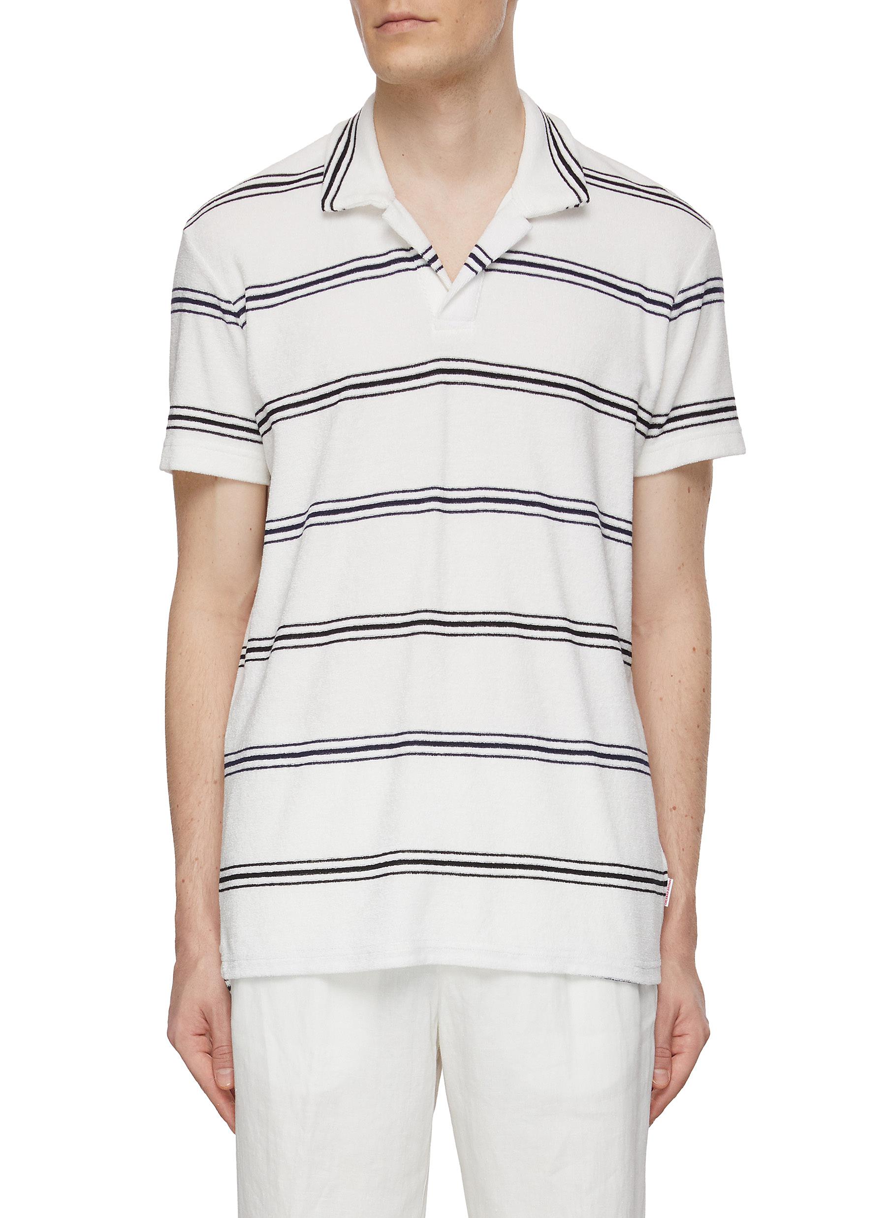 Stripe Terry Towelling Polo Shirt