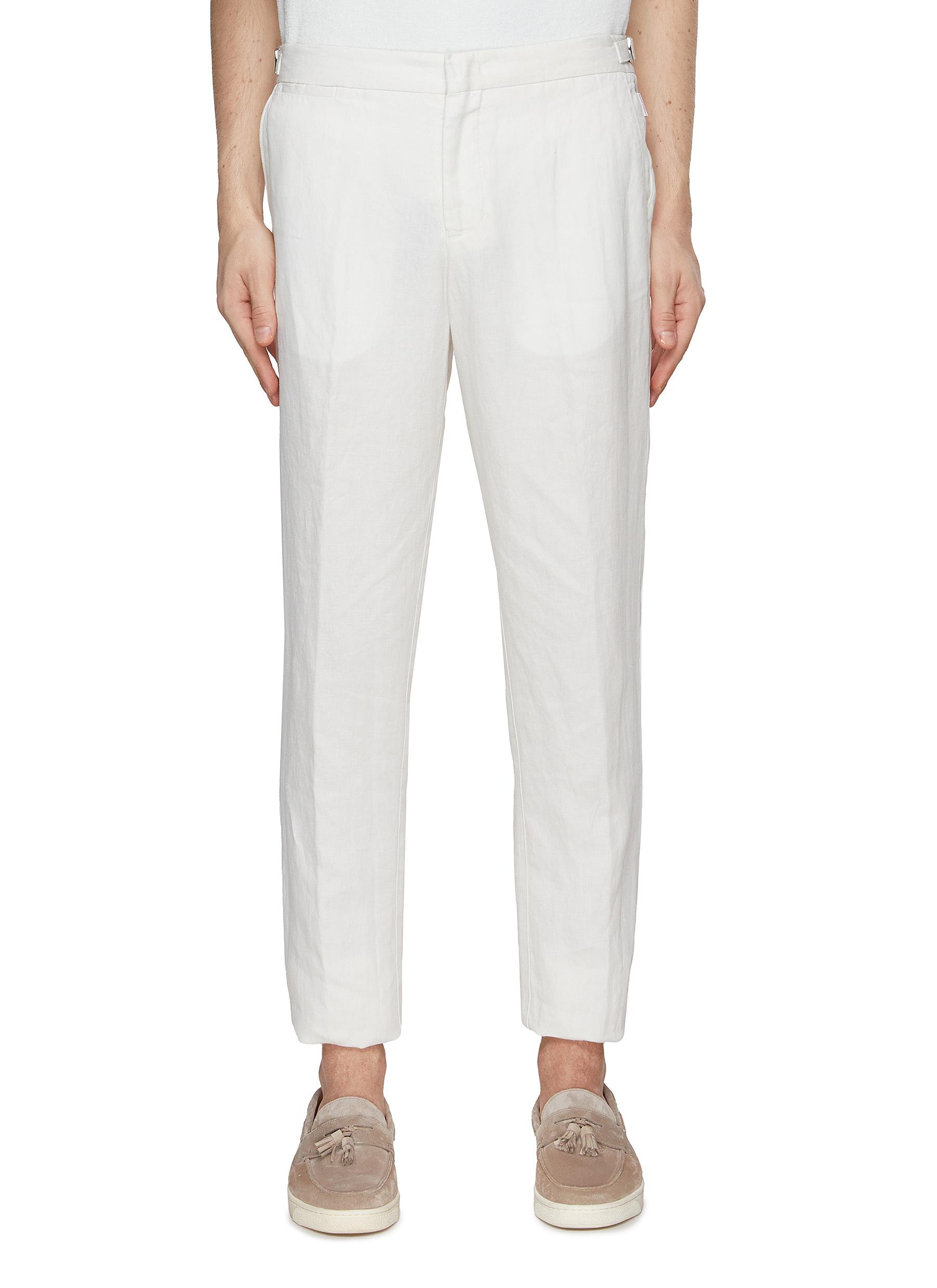 Orlebar Brown Carsyn Tapered Pleated Linen And Cotton-blend Trousers In White