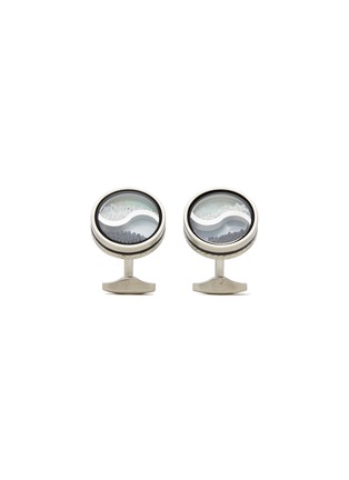 Main View - Click To Enlarge - TATEOSSIAN - Palladium Glass Caviar Beads Yin Yang Cufflinks