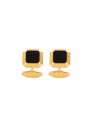 Main View - Click To Enlarge - TATEOSSIAN - Onyx 18K Gold Plated Octagonal Cufflinks