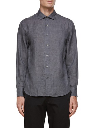 Main View - Click To Enlarge - TOMORROWLAND - Spread Collar Linen Shirt