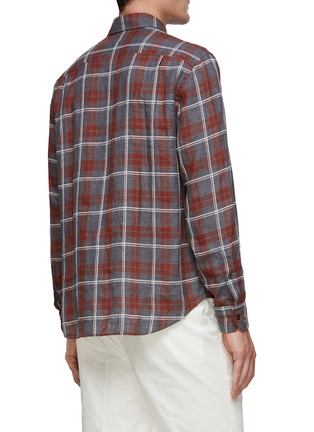 Back View - Click To Enlarge - TOMORROWLAND - Plaid Linen Cotton Blend Shirt
