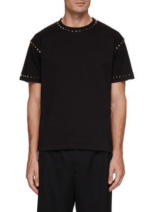 Main View - Click To Enlarge - VALENTINO GARAVANI - Studded Cotton T-Shirt