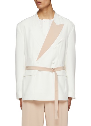 Main View - Click To Enlarge - RE: BY MAISON SANS TITRE - Belted Colourblocking Double Breasted Blazer
