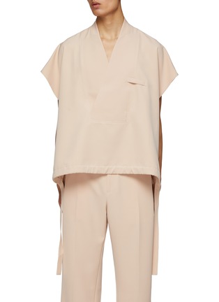 Main View - Click To Enlarge - RE: BY MAISON SANS TITRE - Collarless Cap Sleeve Shirt