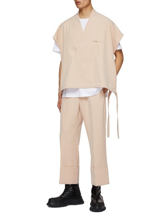 Figure View - Click To Enlarge - RE: BY MAISON SANS TITRE - Collarless Cap Sleeve Shirt