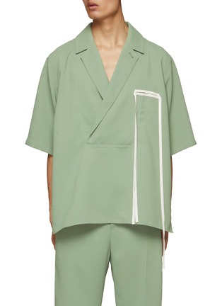 Main View - Click To Enlarge - RE: BY MAISON SANS TITRE - Chest Ribbon Short Sleeve Shirt