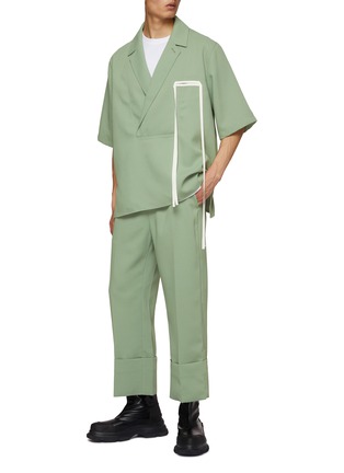Figure View - Click To Enlarge - RE: BY MAISON SANS TITRE - Chest Ribbon Short Sleeve Shirt