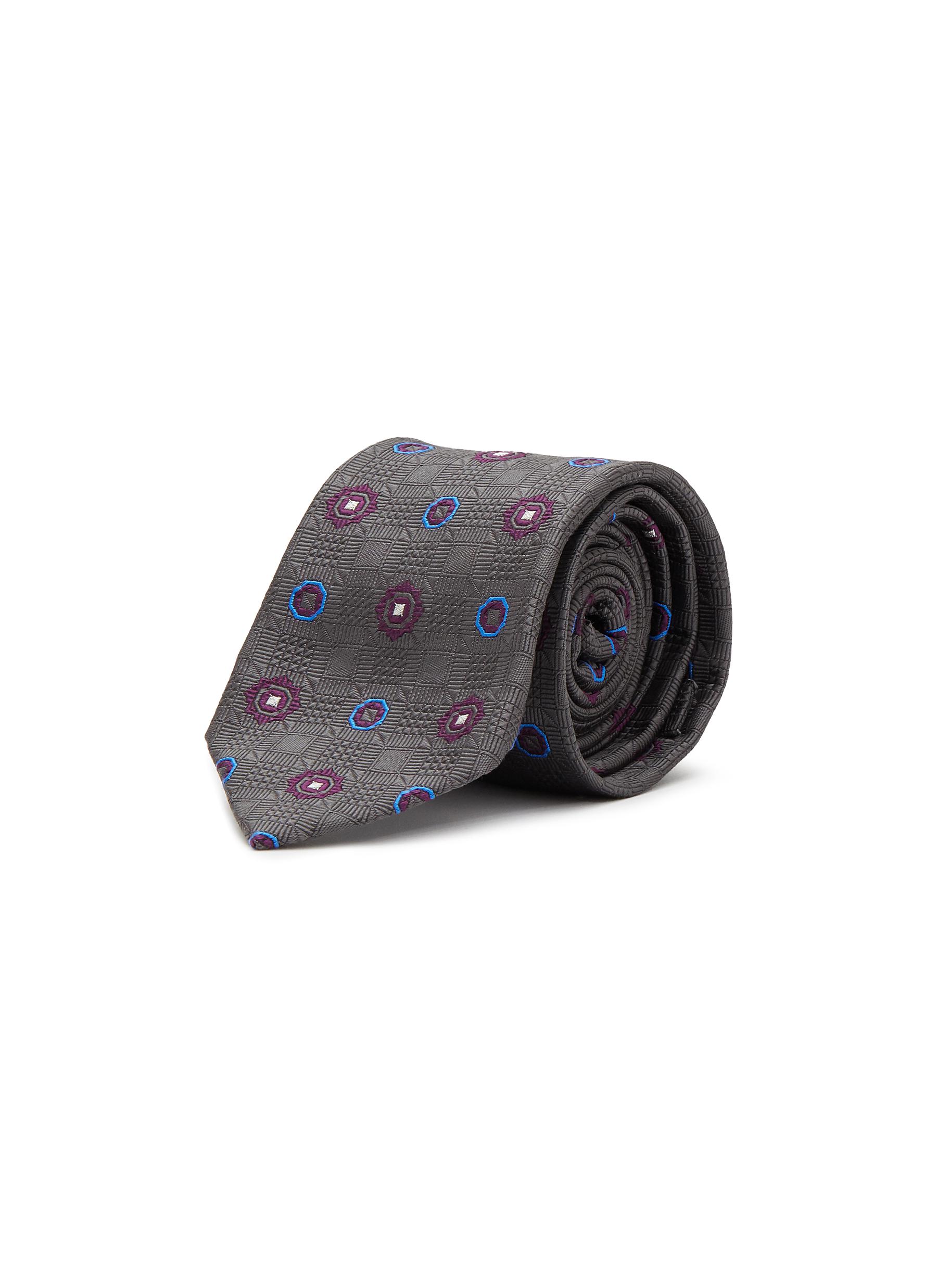Geometric Jacquard Silk Tie