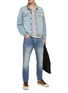 Figure View - Click To Enlarge - DENHAM - ‘Tokyo’ Printed Collar  Stonewash Denim Jacket