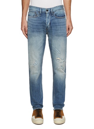 Main View - Click To Enlarge - DENHAM - Taper Distressed Detail Low Rise Jeans