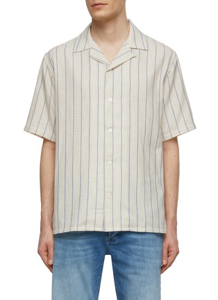 Main View - Click To Enlarge - DENHAM - Striped Cotton Bowling Shirt