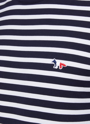  - MAISON KITSUNÉ - Tricoloured Fox Patch Striped T-Shirt