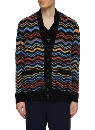 Main View - Click To Enlarge - MISSONI - Chevron Motif Knit Cardigan