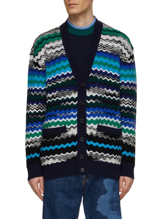 Main View - Click To Enlarge - MISSONI - Chevron Motif Knit Cardigan