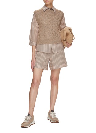 Figure View - Click To Enlarge - BRUNELLO CUCINELLI - Stripe Bermuda Shorts