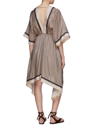 Back View - Click To Enlarge - BRUNELLO CUCINELLI - Silk Floral Midi Dress