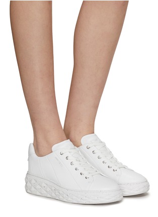Figure View - Click To Enlarge - JIMMY CHOO - Diamond Leather Lace Up Sneakers