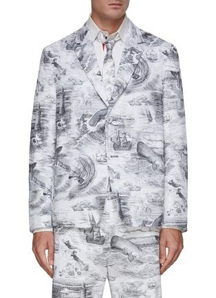 Main View - Click To Enlarge - THOM BROWNE - Single Breasted Nautical Print Blazer