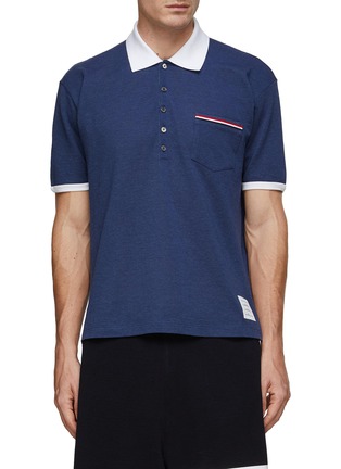 Main View - Click To Enlarge - THOM BROWNE  - Contrast Detail Cotton Polo Shirt
