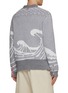 Back View - Click To Enlarge - THOM BROWNE - Wave Intarsia Wool Knit Cardigan