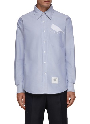 Main View - Click To Enlarge - THOM BROWNE - Whale Embroidered Cotton Oxford Shirt