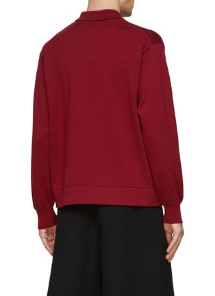 Back View - Click To Enlarge - TOGA VIRILIS - Wool Crochet Knit Panel Polo Shirt