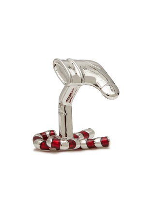 Detail View - Click To Enlarge - BABETTE WASSERMAN - Candy Cane And Xmas Stocking Rhodium Plated Cufflinks