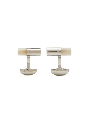 Main View - Click To Enlarge - BABETTE WASSERMAN - Bar Rhodium Plated Mother Of Pearl Hand Craved Cufflinks
