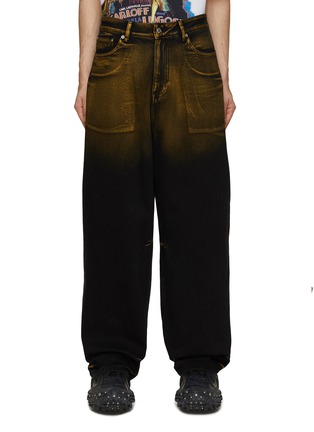 Main View - Click To Enlarge - WE11DONE - Dark Wash Metal Print Denim Jeans