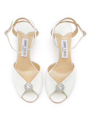 Detail View - Click To Enlarge - JIMMY CHOO - Sacora 85 Crystal Sphere Satin Sandals