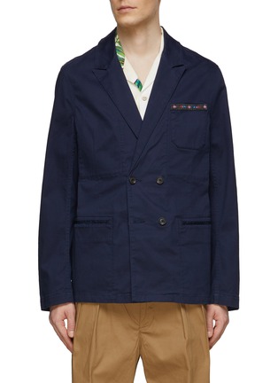 Main View - Click To Enlarge - SCOTCH & SODA - Bead Trimmed Pocket Double Breasted Peak Lapel Blazer